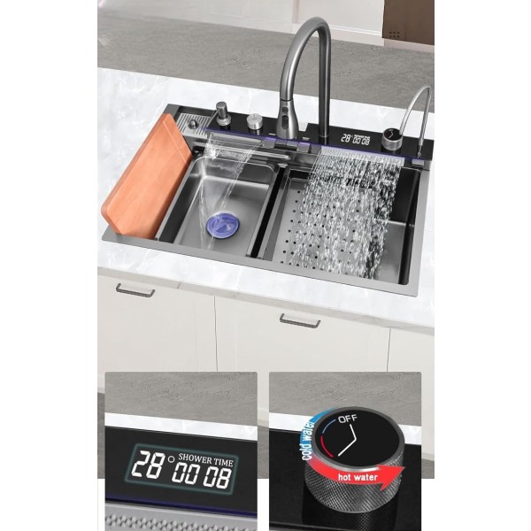 Pileta Bacha Cocina Negro Acero 304 Digital Mas Accesorios - Imagen 8