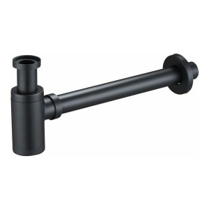Sifón De Bronce Negro Mate Cilíndrico Recto Rígido Rimontti