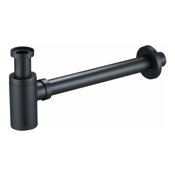 Sifón De Bronce Negro Mate Cilíndrico Recto Rígido Rimontti