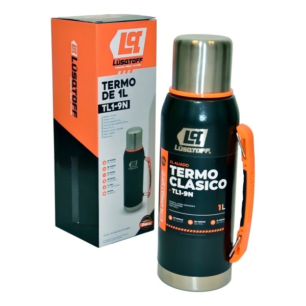 Termo Acero Inox 1 Lt Lusqtoff Tapón Cebador Color Negro - Imagen 3