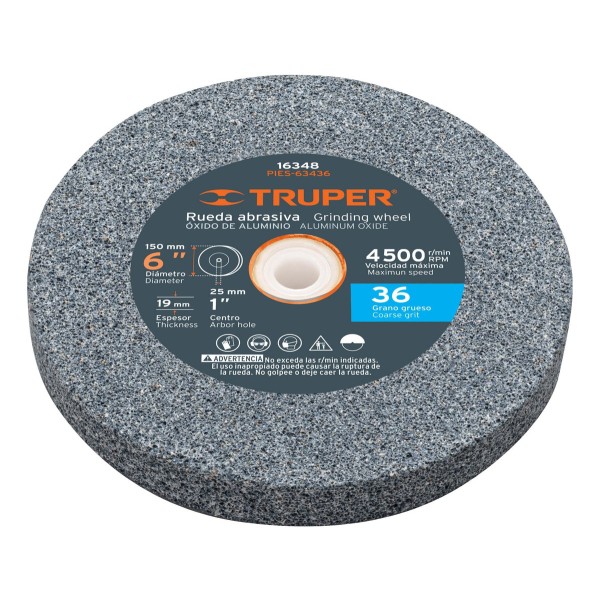 Rueda Recta Amolar Aluminio 6 X 3/4 Gr 36 /60 Truper