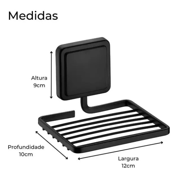 Jabonera Adhesiva 0.9kg Negro Mate Future - Imagen 2