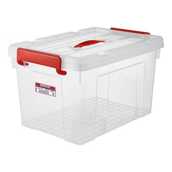 Contenedor Plastico Apilable 47 Lts Transparente Emtop
