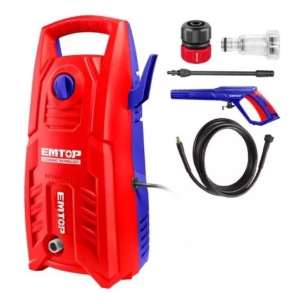 Hidrolavadora 130bar Autostop 1400w Emtop Color Rojo