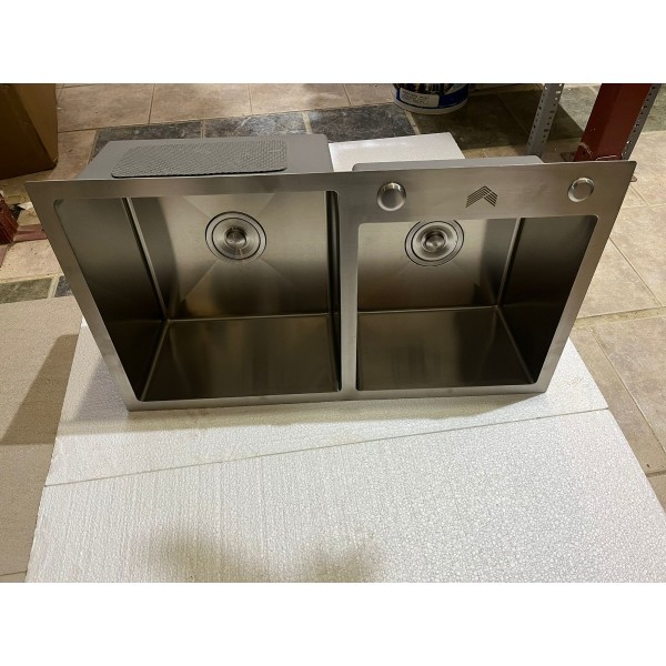 Pileta Doble Cuadrada Inox. 304 Cocina Satin C/monocomando - Imagen 7