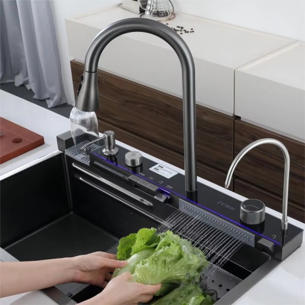 Pileta Bacha Cocina Negro Acero 304 Digital Mas Accesorios - Imagen 5