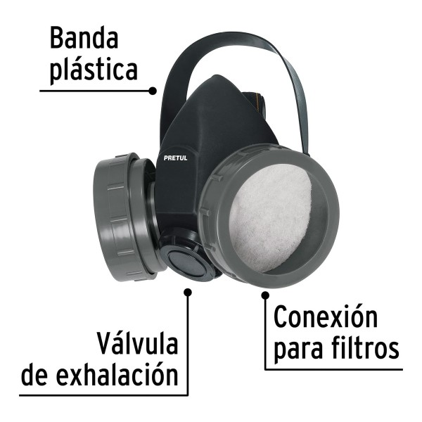 Mascara Protección Seguridad Mas 2 Filtros Anti-polvo Pretul - Imagen 4
