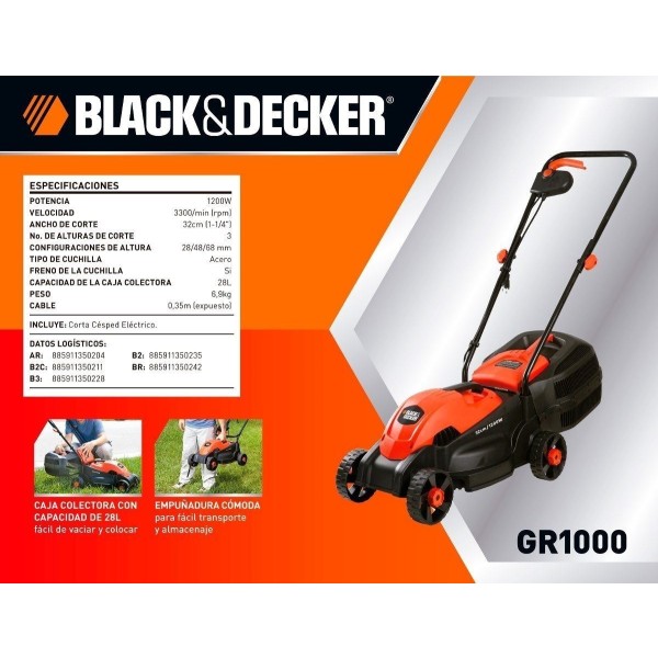 Corta Cesped Black Y Decker Maquina Corta Pasto 1200w B.oli - Imagen 3