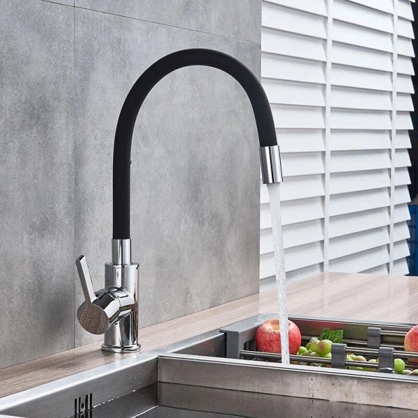 Monocomando Flexible Cocina Mesada Palito Neg. Rimontti Wico - Imagen 2