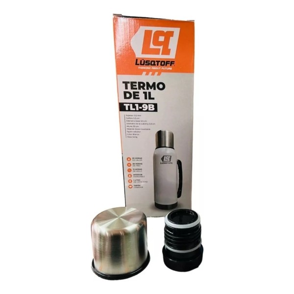 Termo Matero Acero Inox Lusqtoff Tl1-9b Tapón Cebador Blanco - Imagen 2