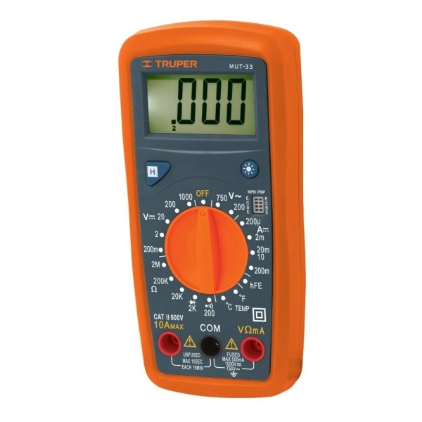 Tester Multimetro Digital Temp. Truper Mut-33 Profesional