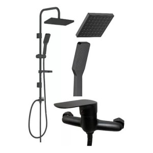 Barral Ducha Negro Mate Con Monocomando Bañera Rimontti