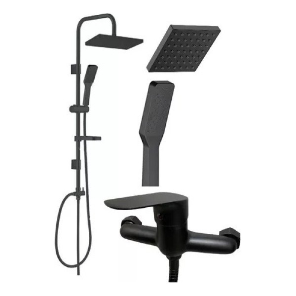 Barral Ducha Negro Mate Con Monocomando Bañera Rimontti