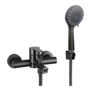 Monocomando Griferia Ducha Bañera Negro Acero Inox Rimontti