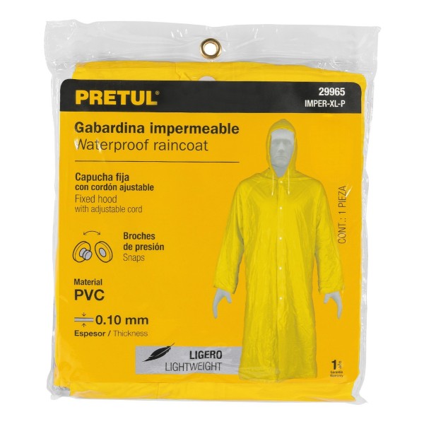 Pilot Impermeable Con Capucha Para Lluvia Amarillo Pretul - Imagen 2