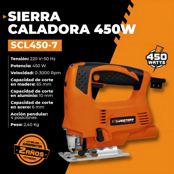 Sierra Caladora Lusqtoff Scl450-7 450w 65mm 4 Posiciones - Imagen 4