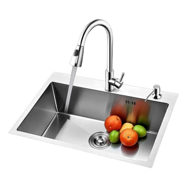 Pileta Simple Cuadrada Cocina Satinada Acero Inoxidable - Imagen 3