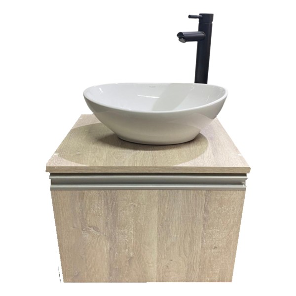 Mueble Aéreo Baño Completo Bacha Oval Grifería Negro Mate - Imagen 4