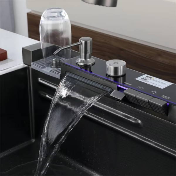 Pileta Bacha Cocina Negro Acero Inox Digital Con Accesorios - Imagen 5