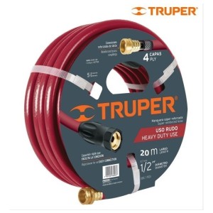 Manguera 20mts Truper 4 Capas 1/2 C/con.bronce Super Reforz.