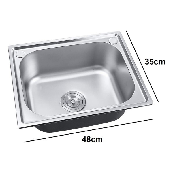 Pileta Simple Acero Inoxidable Bacha De Sobreponer Cocina - Imagen 2