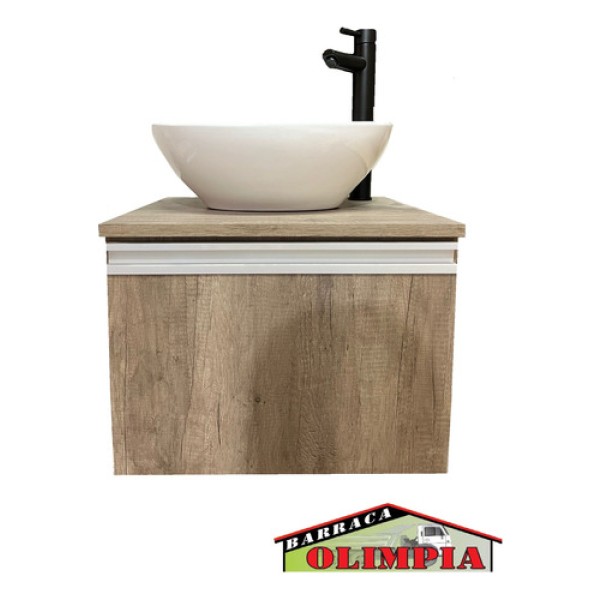 Mueble Aereo Baño Completo Bacha Con Monocomando Negro Y Acc - Imagen 2