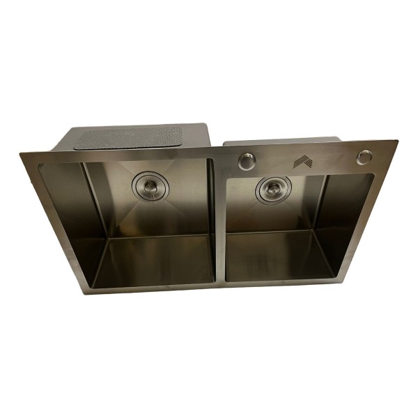Pileta Doble Cuadrada Cocina Satinada Acero Inoxidable - Imagen 7