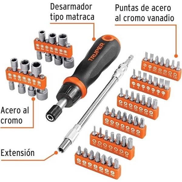 Destornillador Con Puntas Intercambiables 58 Piezas Truper - Imagen 3