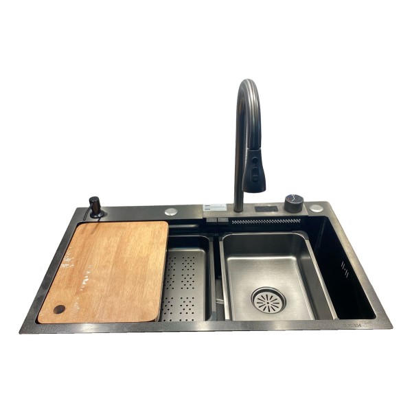 Pileta Digital Cocina Bacha Acero Inoxidable Negro Completa - Imagen 2