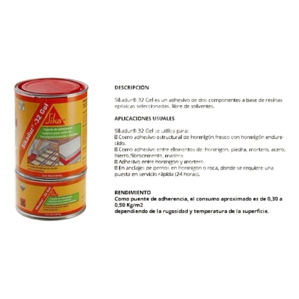 Sikadur 32 Sika Gel Puente De Adherencia 2 Componentes 1 Kg - Imagen 3