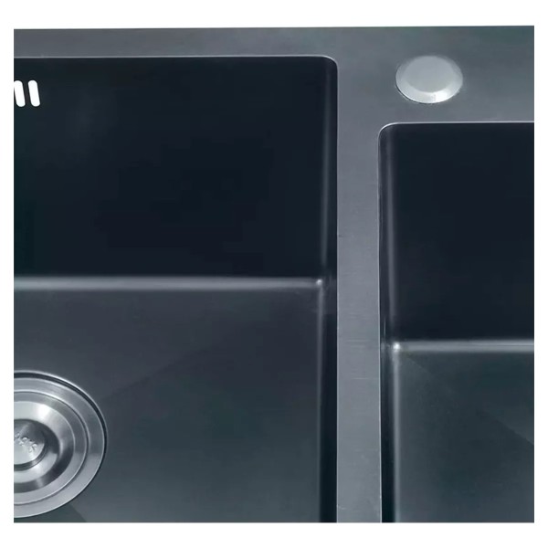 Pileta Doble Cuadrada Cocina Negra Grafito Acero C/mon.chef - Imagen 3
