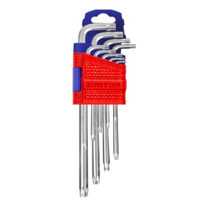 Juego De 9 Llaves Torx T10 A T50 Emtop Ehky3091 Brazo Largo