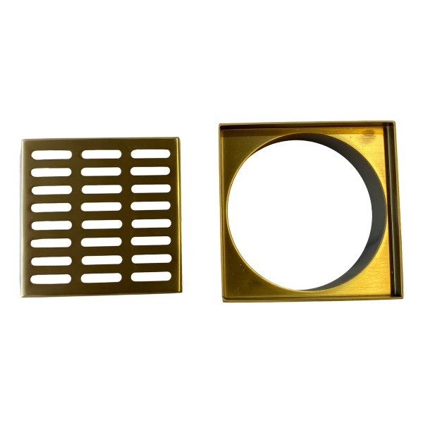 Rejilla Con Marco Para Baño Dorada 10x10cm Acero Inoxidable - Imagen 2