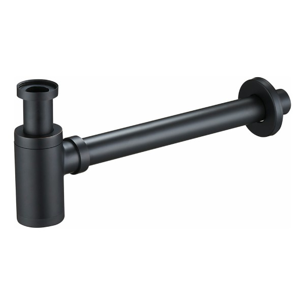 Sifón De Bronce Negro Mate Cilíndrico Recto Rígido Rimontti - Imagen 2