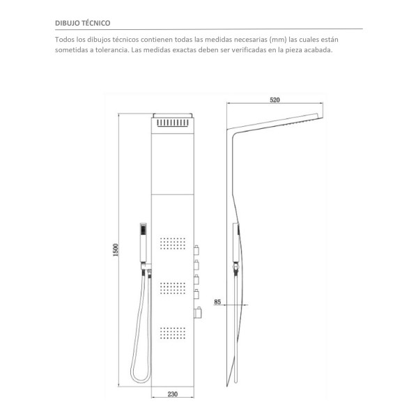 Panel Columna Barral Ducha Aluminio Negro Termostatico Autom - Imagen 3
