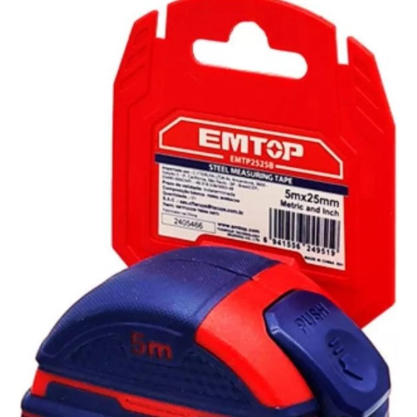Cinta Metrica De 5mts 25mm Con Cierre Automático Emtop - Imagen 5