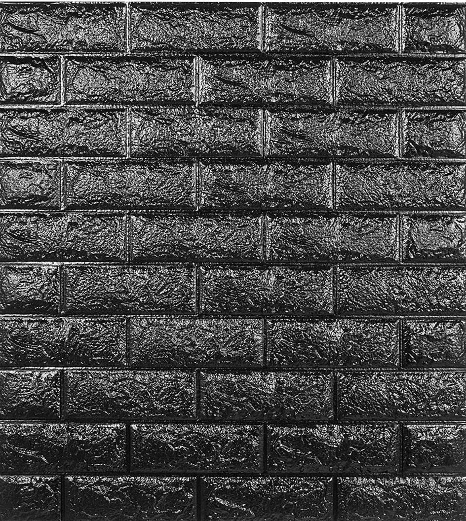 Placa Autoadhesiva X10 Pared Ladrillo Negra 70x77