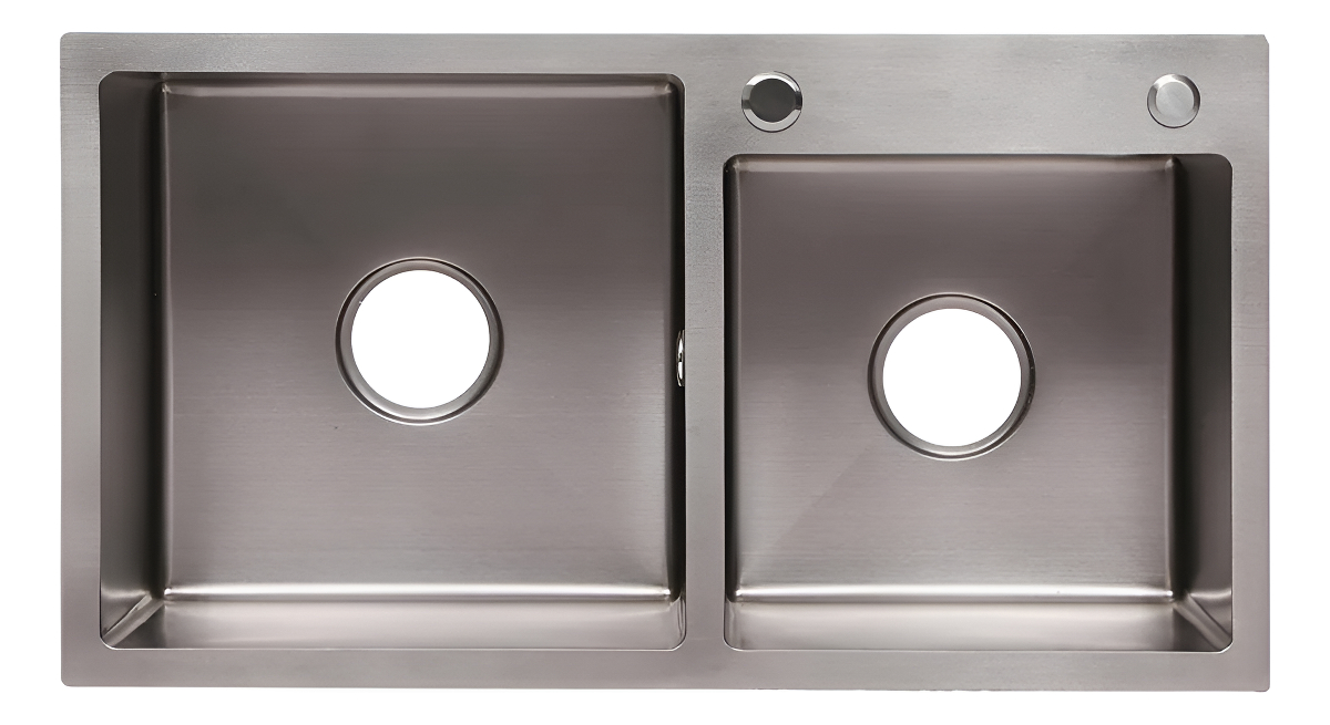 Pileta Doble Cuadrada Cocina Satinada Acero Inoxidable