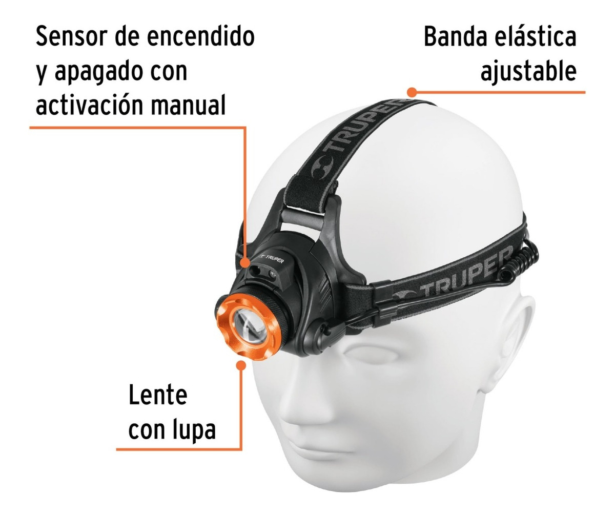 Linterna Minero Truper Recargable 300lm Alcance 165mts - Imagen 2