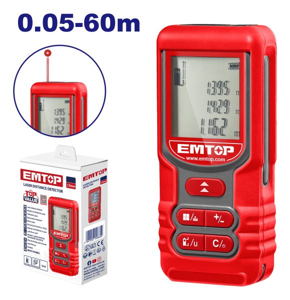 Medidor De Distancia Laser 0.05 A 60 Metros Emtop Emdl1516 - Imagen 2
