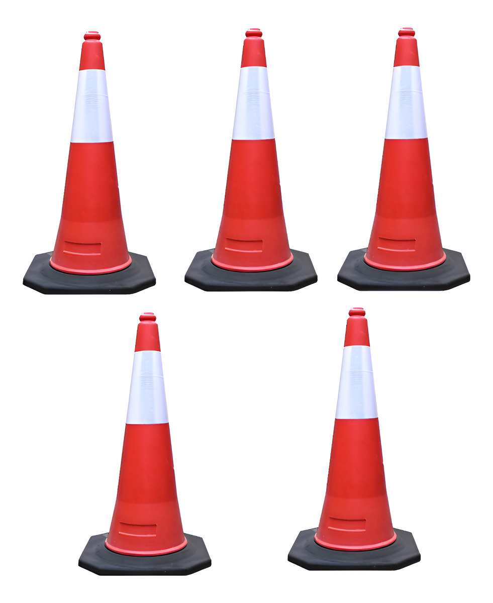 Conos Reflectivo 75 Cm Base Goma Paquete 5 Unidades
