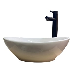 Bacha De Loza De Apoyo + Monocomando Palito Negro Rimontti