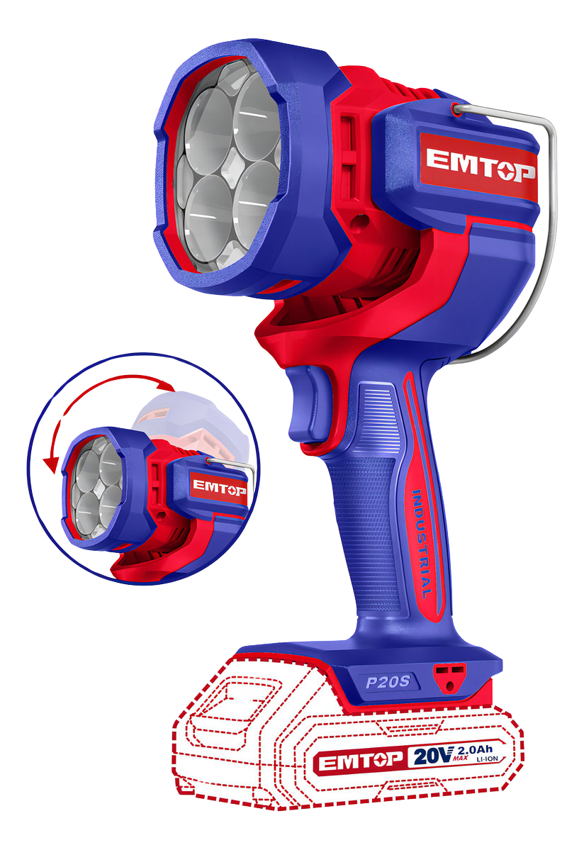 Linterna Industrial Inalamb 20v 2000 Lumens Emtop Elwli2088