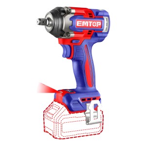 Llave De Impacto 20v S/carbones 400nm + 2bat Emtop Eciwl2040