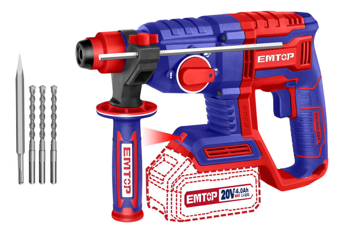 Rotomartillo A Bateria S/bat 20v Brushless Sds Plus Emtop