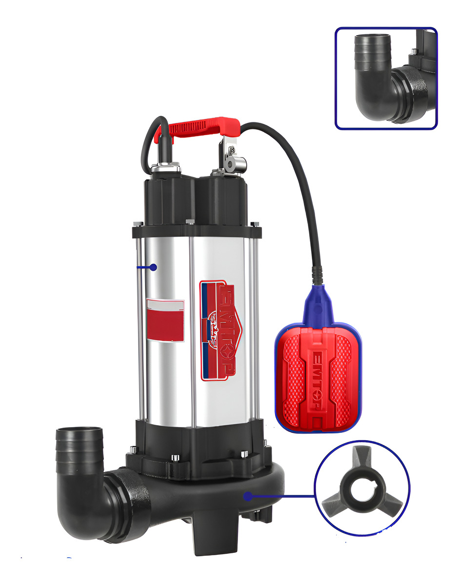 Bomba Pozo Negro 1500w 2hp Con Triturador Emtop Ewppqd15001