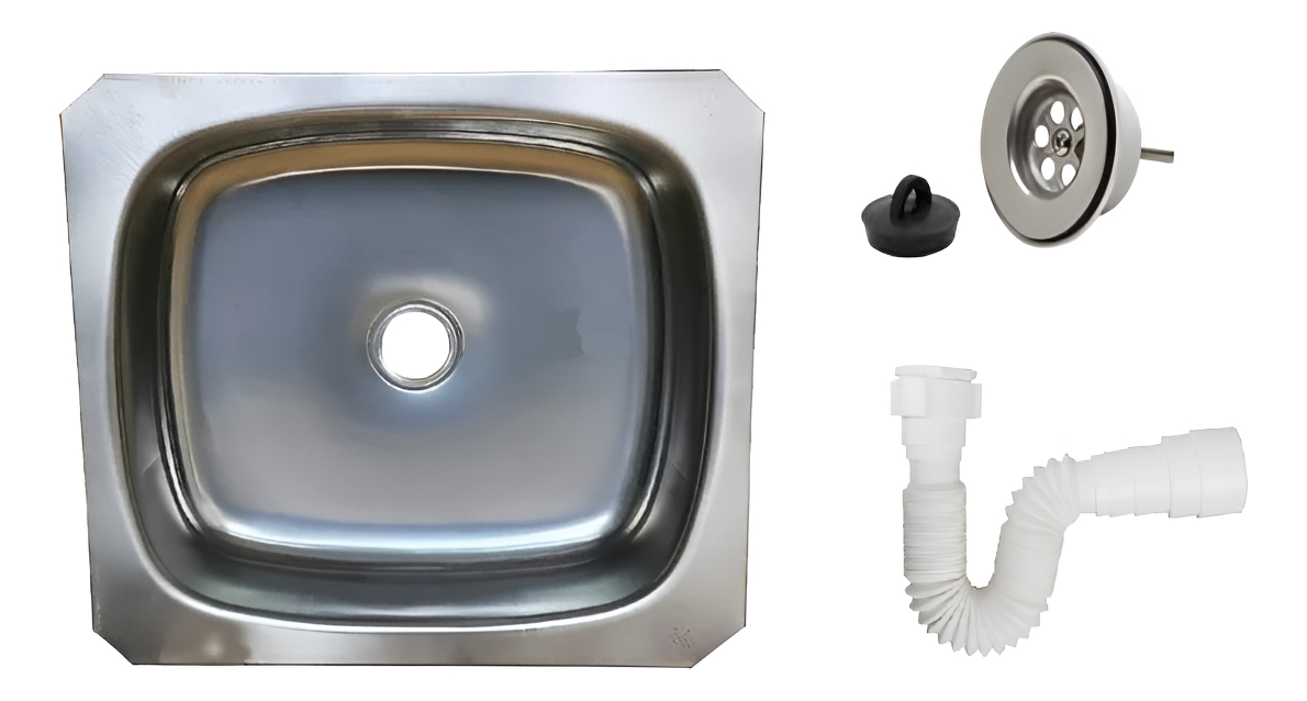 Pileta Cocina Acero Inoxidable Embutir Con Sifón Y Válvula