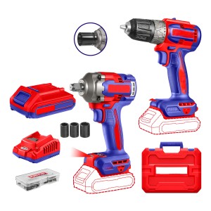 Llave De Impacto 20v + Atornillador 20v Emtop + 2 Bat + Carg