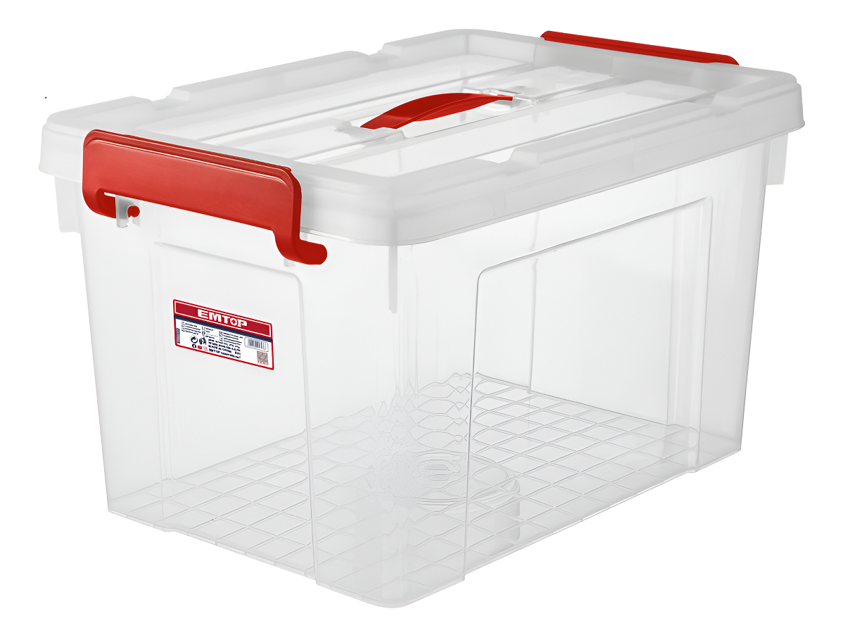 Contenedor Plastico Apilable 47 Lts Transparente Emtop