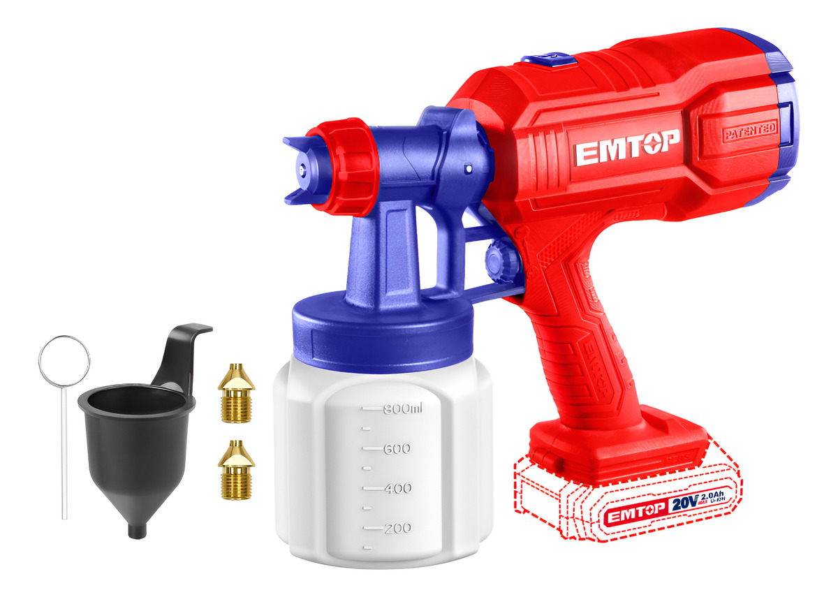Pistola De Pintar A Bateria 20v S/bat Emtop Elsg2003